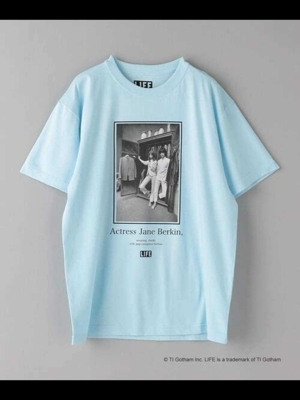 United Arrows Jane Bjrkin LIFE photo Tee NWT Light Blue